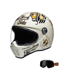 Retro teljes arcot fedő motoros sisak szett cruiser és cafe racer motorozáshoz