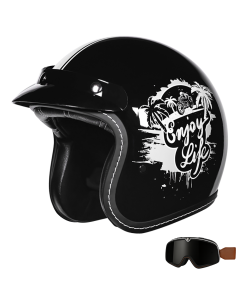 Retro 3/4 nyitott motoros sisak szemüveggel országúti és cruiser motorozáshoz